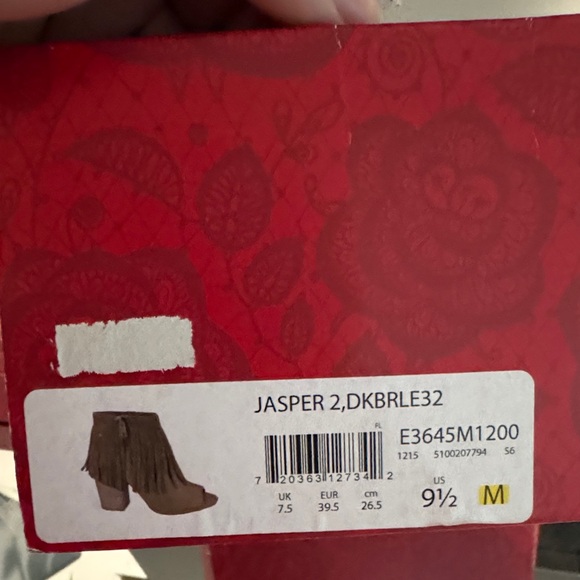 Carlos by Carlos Santana Tan Suede Fringe Peep-Toe Block Heel Boots - Picture 6 of 6